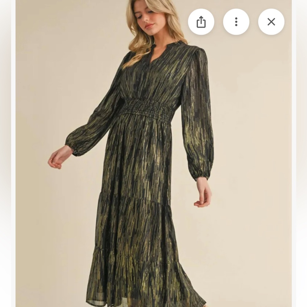 JODIFL Black Chiffon Bishop Sleeve Gown/medium/NWT